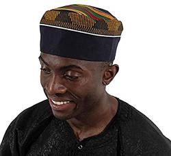 Kente Kufi Hut Stil #4: Afrikanischer traditioneller Männer und Frauen Kente Print Hut für alle Anlässe. One Size von Culture royals