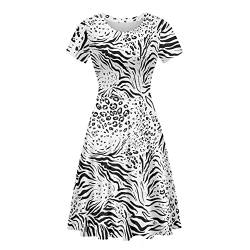 Cumagical Damen Kurzes Brautjungfernkleid Partykleid A Linie fließendes Kleid mit hoher Taille, Tier Leopard Zebra, L von Cumagical
