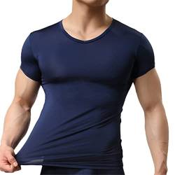 Herren-Unterhemden aus Eisseide, kurze Ärmel, Basic-Shirts, durchsichtig, Fitness, Bodybuilding, Singlets, Unterwäsche, schmale T-Shirts, Nachtwäsche von Cupgriade