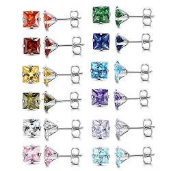 12 Paare Ohrstecker Set Zirkonia Piercing Ohrring Ohr Schmuck Damen Edelstahl Cupimatch Ohrringe Mädchen Dezember Geburtsstein 3mm von Cupimatch