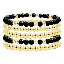 Cupimatch Armband Damen Perlen Stretch: Barockes Perlenarmband aus 14K Gold Stapelbares Goldarmband Bunte Armschmuck Geschenke für Mädchen Frauen von Cupimatch