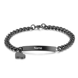 Cupimatch Damen Armband mit Gravur, Edelstahl Damenarmband Herz Armkette Personalisiert Schmuck Geschenk für Mädchen Frauen von Cupimatch