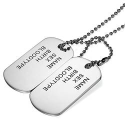 Cupimatch Dog Tag Anhänger Halskette Herren mit Gravur Edelstahl Militärischen Erkennungsmarken Armee Stil von Cupimatch