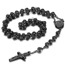 Cupimatch Edelstahl Halskette Vintage Religiösen Jesus Christus Kruzifix Kreuz Cham Anhänger Link Bead Kette Halskette für Damen und Herren von Cupimatch