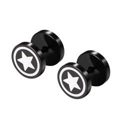 Cupimatch Fake Tunnel Hip Hop Ohrringe - Herren Edelstahl Fake Plugs Earrings Unisex Runde Ohrringe Fake Gauges Hantel Ohrstecker für Männer Frauen, Schwarz von Cupimatch