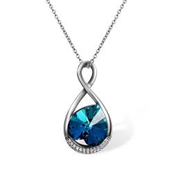 Cupimatch Infinity Kristall Halskette Damen 925 Silber Unendlichkeit Kette Schmuck mit Swarovski Element Mädchen 45+5cm, Bermuda Blau von Cupimatch