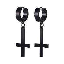 Cupimatch Kreuz Ohrringe Schwarz Ohrstecker Inverted Cross Creolen Edelstahl Ohrringe Gothic Herren Damen Upside Down Kreuz Ohrringen von Cupimatch