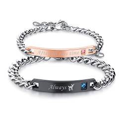 Cupimatch Paare Armband mit Gravur”After all this time always.” für Verliebte Edelstahl Schmuck Damen Silber Farbe von Cupimatch