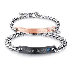 Cupimatch Paare Armband mit Gravur Always and Forever Pärchen Armkette für Verliebte Edelstahl Armschmuck für Herren Damen von Cupimatch