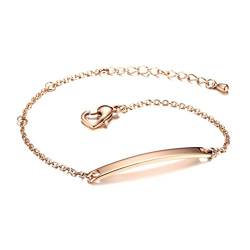 Cupimatch Schildarmband Damen Armband Edelstahl Handgelenk Schmuck Länge Verstellbar 20+4,5cm, Rosegold von Cupimatch