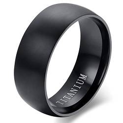 Cupimatch Titan Ring Herren Bandring Finger Ringe Glatt, Ehering Verlobungsring Freundschaftsring Schwarz, Größe 52 bis 74 von Cupimatch