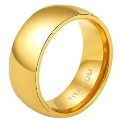 Cupimatch Titan Ring Herren Damen Bandring Finger Ringe Glatt, Ehering Verlobungsring Freundschaftsring Gold, Größe 65 von Cupimatch