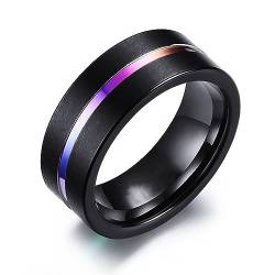 Cupimatch Verlobungsring Herren Klassisch Lila Edelstahl Versprechen Ringe Verlobung Hochzeit Geschenk Ring für Männer, Größe 51 von Cupimatch