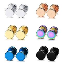 Unisex Rund 8mm Ohrstecker Edelstahl 6 Paare Ohrringe Set für Herren Damen Cupimatch von Cupimatch