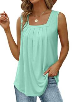 Cuptacc Damen Tops Sommer Casual Ärmellose Bluse Tunika Damen Loose Fit Blusen & Tuniken Für Damen Seegrün Groß L von Cuptacc