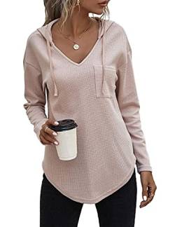 Cuptacc Hoodie Damen Pullover Damen Kapuzenpullover Oversize Weich Langarmshirt Fett Dünn Fit Sweatshirt Oberteile Aprikose L von Cuptacc