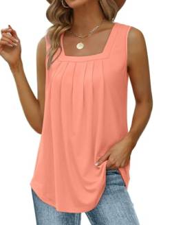 Cuptacc Tops Für Damen Oversize Casual Strandwear Sleeveless Tshirts Ärmellose Summer Tank Top Koralle Bluse Damen Elegant 2XL 50-52 von Cuptacc