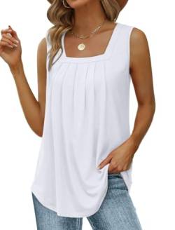 Cuptacc Tops Für Damen Plus Size Locker Oberteil Casual Strandwear Sleeveless Tshirts Summer Tank Top Cremefarben Bluse Damen Elegant 2XL 50-52 von Cuptacc