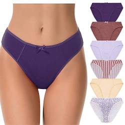 Curve Muse Damen 100% Baumwolle Bikini Slip Mittlere Taille Unterwäsche Höschen-6er Pack-PACKA-36/38 von Curve Muse