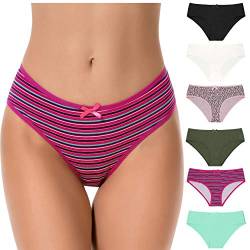 Curve Muse Damen Baumwolle Schwacher Anstieg Bikini Hipster Höschen Unterwäsche-6er Pack-PACKA-44/46 von Curve Muse