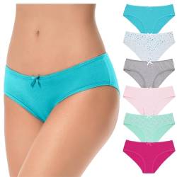 Curve Muse Damen Baumwolle Schwacher Anstieg Bikini Hipster Höschen Unterwäsche-6er Pack-PACKB-36/38 von Curve Muse