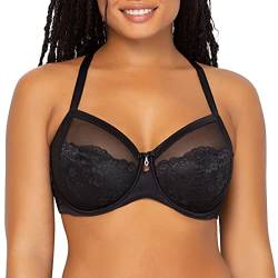 Curvy Couture Damen Bügel Spitze BH, schwarzer Farbton, 80E von Curvy Couture