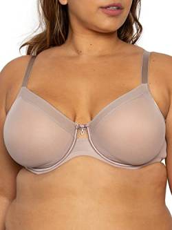 Curvy Couture Damen Durchsichtiger Netz, ungefüttert BH mit voller Abdeckung, Bark, 95D von Curvy Couture