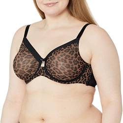 Curvy Couture Damen Durchsichtiger Netz, ungefüttert BH mit voller Abdeckung, Designer Leo, 80DD von Curvy Couture