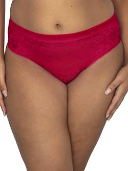 Curvy Couture Damen No Show Spitze mit hohem Schnitt Slip, Diva Red, L Größen von Curvy Couture