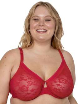 Curvy Couture Damen Plus Size No Show Spitze ungefüttert Bügel-BH, Diva Red, 85G von Curvy Couture