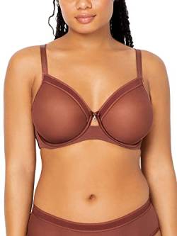 Curvy Couture Damen Sheer Mesh Full Coverage Unlined Underwire Bra BH mit voller Abdeckung, Schokoladenbraun, 85G EU von Curvy Couture