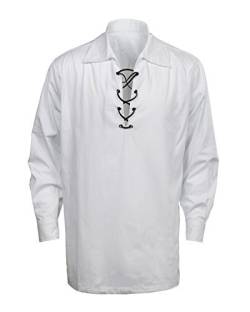 Cusfull Männer Schottisches Jacobite Ghillie Kilt Hemd Herren Schnürhemd (Weiß, L) von Cusfull