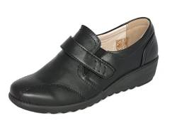 Cushion Walk Damen Leichte Lederfutter Slipper Damenschuhe Flache Komfort Schuhe mit Klettverschluß (U 37 UK 4, Schwarz) von Cushion Walk