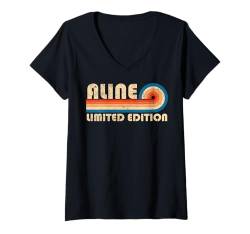 ALINE Name Personalisiert Lustig Retro Vintage Geburtstag T-Shirt mit V-Ausschnitt von Custom First Name Cool Given Name Gift Ideas