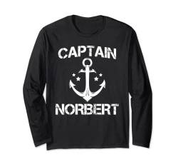Captain Norbert Lustiges Geburtstagsgeschenk, personalisierbar, Boot, Geschenk Langarmshirt von Custom Yacht Sailor Christmas Hat Skipper For Men
