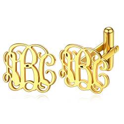 Custom4U Benutzerdefinierte 2X Manschettenknöpfe Herren mit Namegravur für Herren Männer 18K Vergoldet Männer Jungen Manschettenknöpfe Cufflinks Modeschmuck Geschenke von Custom4U