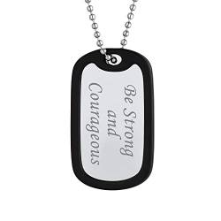 Custom4U Edelstahl Militärischen Erkennungsmarken Anhänger mit Silikon Hülle mit Wunsch/Namen/Text Gravur Personalisierter Armee Stil Dog Tag Anhänger Halskette in Silber mit 60cm Kette von Custom4U