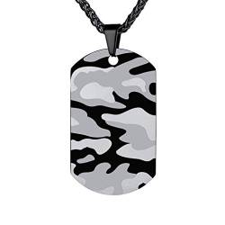 Custom4U Herren Dog Tag Kette Edelstahl Militärischen Erkennungsmarken Anhänger Halskette für Männer Herren in Schwarz mit 50cm+5cm Twist Ketten für Geburtstag Valentinstag Jubiläum von Custom4U