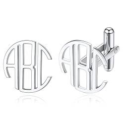 Custom4U Personalisierte Herren Manschettenknöpfe Cufflinks mit Textgravur für Männer Jungen Edelstahl 2X Cufflinks Silber Geschenk für Vatertag Hochzeit Valentinstag von Custom4U