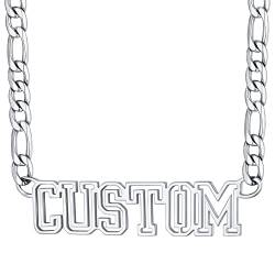 Custom4U Personalisierte Namenskette Damen Herren Edelstahl Figarokette mit Eigenem Namen 6mm breit Männer Jungen Halskette 46cm lang von Custom4U
