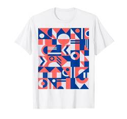 Rot und Blau Vintage Retro Bauhaus Stil Geometrisches Muster T-Shirt von Cute Accessories Art Gifts for Women and Men