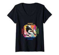 Damen Dunkeläugiger Junco im Pop-Art-Stil für dunkeläugige Junco-Liebhaber T-Shirt mit V-Ausschnitt von Cute Funny Novelty Gifts