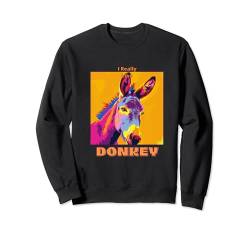 Esel im Pop Art Stil Malerei für Eselliebhaber Männer Geschenke Sweatshirt von Cute Funny Novelty Gifts
