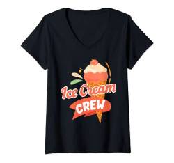 Damen Eistüte Eiscreme Crew T-Shirt mit V-Ausschnitt von Cute Ice Cream Lover Boy Girl HD0