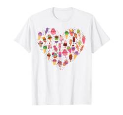 Eiscreme Herz Eis am Stiel T-Shirt von Cute Ice Cream Lover Boy Girl HS0