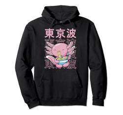 Axolotl Eating Ramen Nudel Kawaii Ästhetische Kinder Anime Girl Pullover Hoodie von Cute Japanese Aesthetic For Boys & Girls