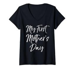 Damen Cute 1st Mother's Day Gift for New Mom My First Mother's Day T-Shirt mit V-Ausschnitt von Cute Mom Shirts Mother's Day Gifts Design Studio