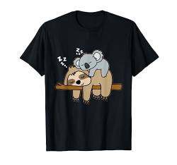 Lustige süße faule Faultier & Baby Koala Mama Bär Nickerchen T-Shirt von Cute Sleeping Sloth With Baby Koala Mama Bear Gift