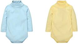 CuteOn 2 Packs Unisex Baby Spielanzug Polo Neck Langarm Baumwolle Kinder Bodysuit Blau + Gelb 18 Monate von CuteOn