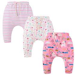 CuteOn 3 Packung Unisex Kinder Kleinkind Harem Hose Baumwolle Elastisch Trousers Rosa Einhorn 36 Monate von CuteOn